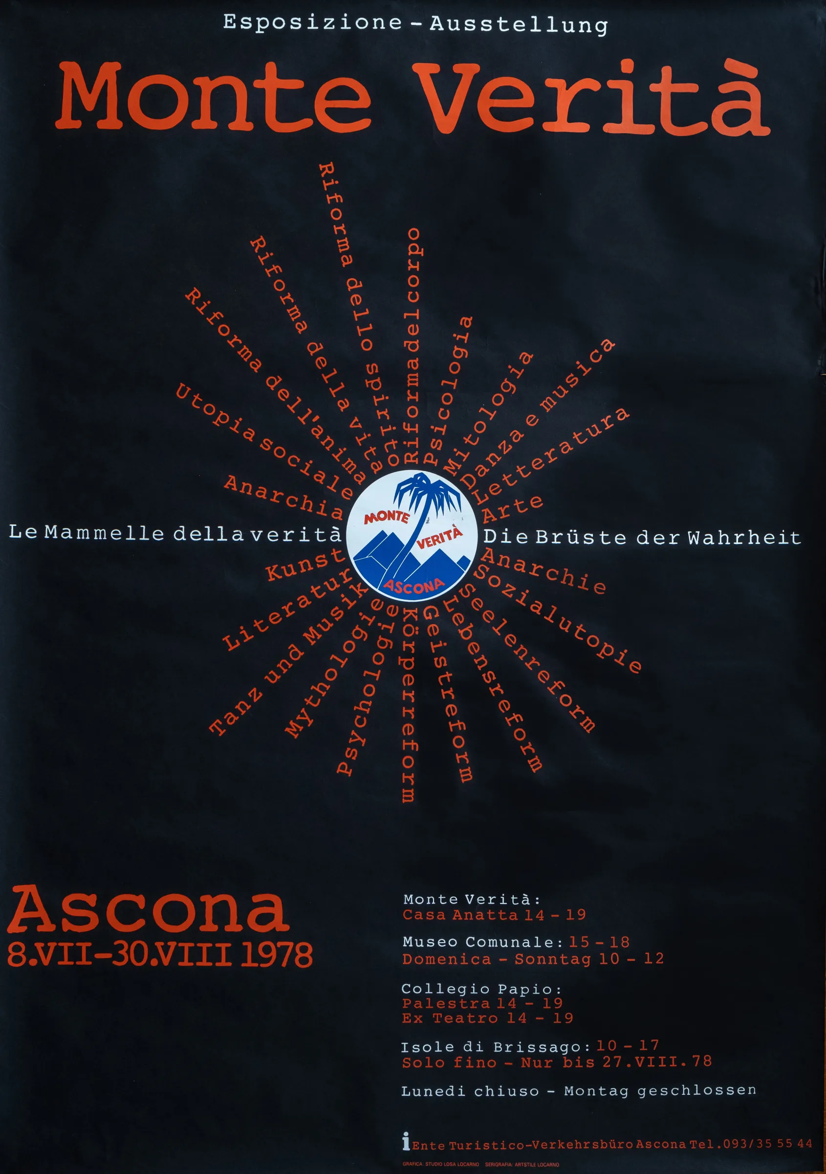 Inauguration poster, "Monte Verità. Le Mammelle della verità”, 1978